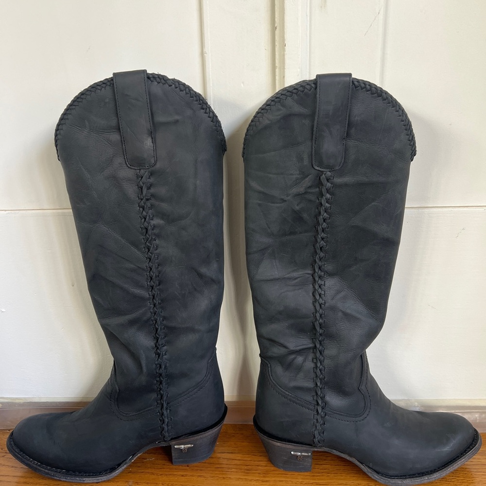 Lane Plain Jane’s Women’s Western Tall Leather Boots - Charcoal Black size 7